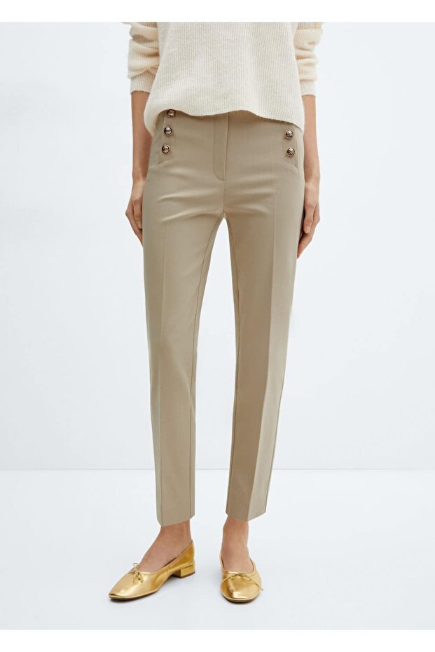 Kısa paçalı düğmeli pantolon - 1