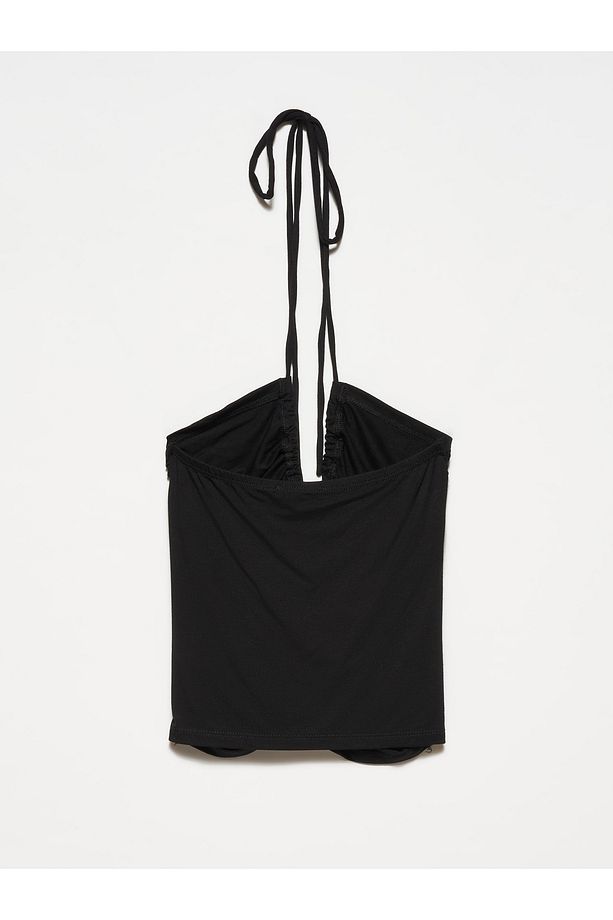 20709 Bağcıklı Crop Top-siyah - 2