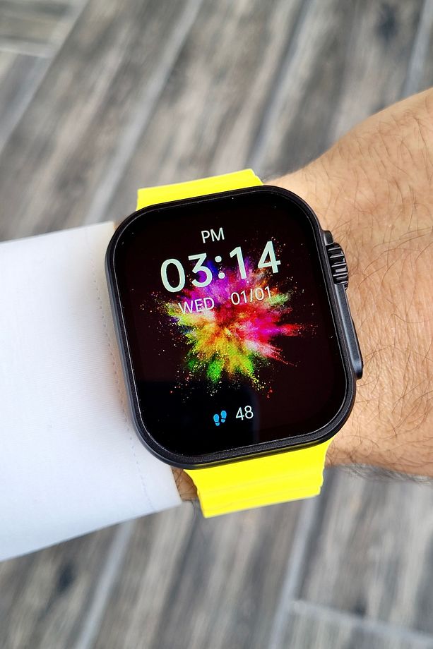 Sarı Renk Kordonlu Android ve İphone Uyumlu Akıllı Kol Saati - 2