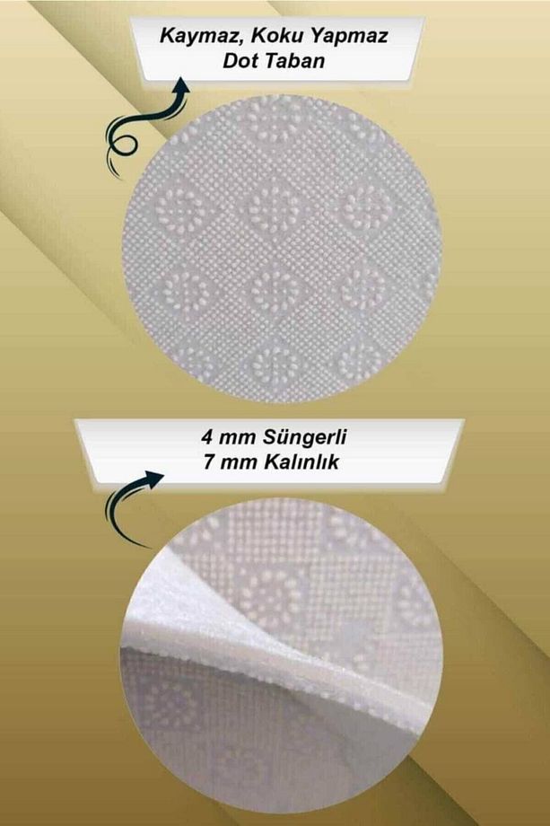Bodrum Mavisi Çini Desen Modern Yıkanabilir Kaymaz Taban Mutfak Halısı - 5