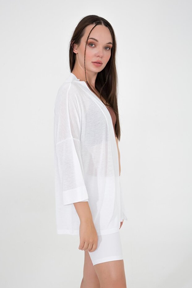 سترة بيضاء رفيعة ومريحة - 5