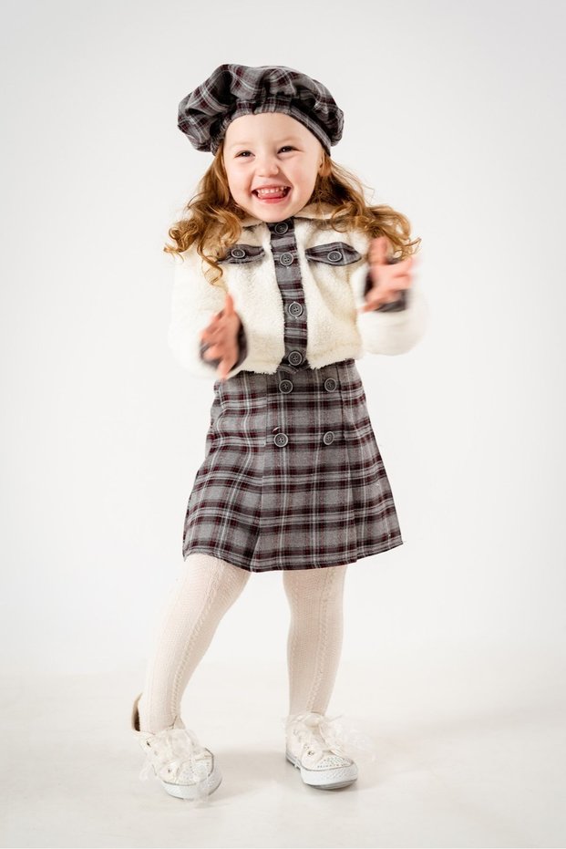 Baby Girl Cardigan, Hat and Skirt Welsoft Plush Lumberjack Triple Dress Set