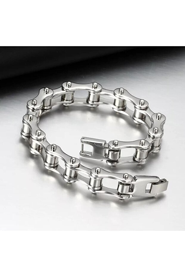 Stainless Steel Bicycle & Motor Chain Unisex Bracelet 20 cm