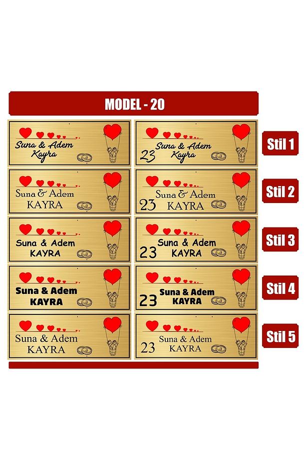 Kişiye Özel Metal Kapı Isimliği-yapışkanlı Kapı Süsü Model 0020 - 1