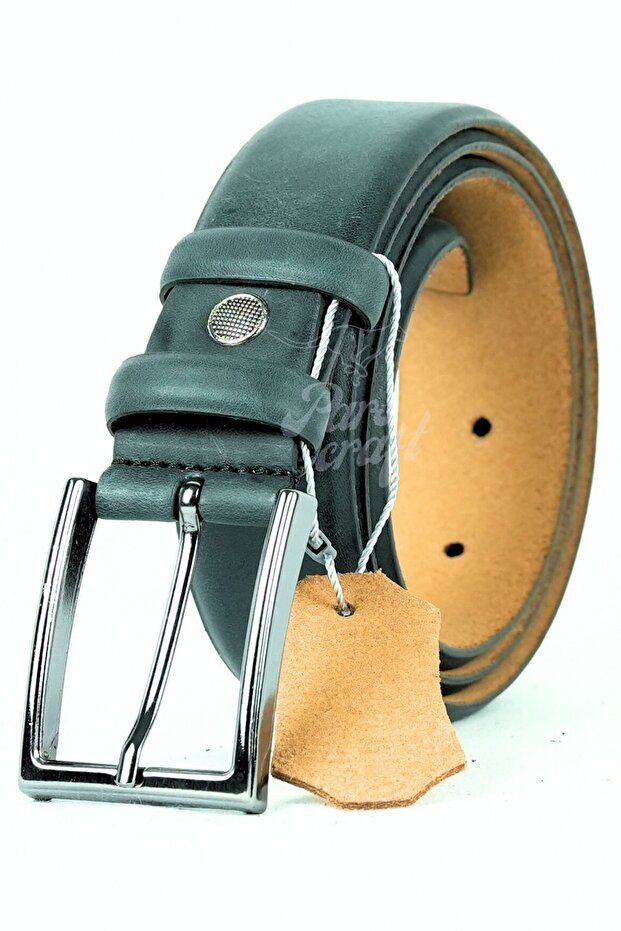 Genuine Leather Men's Belt 3.5 cm Anthracite Black Classic Fabric Trouser Belt