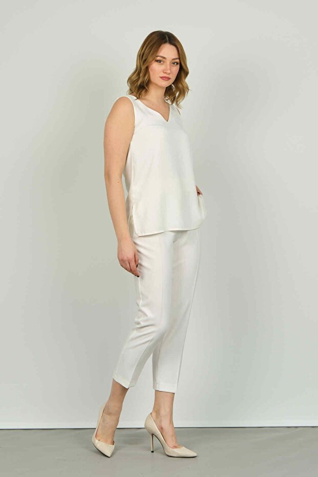 FA Trousers Women's Ankle Length Narrow Fit Pants 7003 Ecru