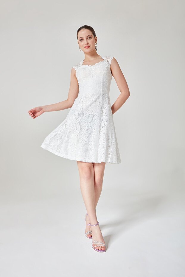 Women's Ecru Davis Dress with Window on the Back 1129