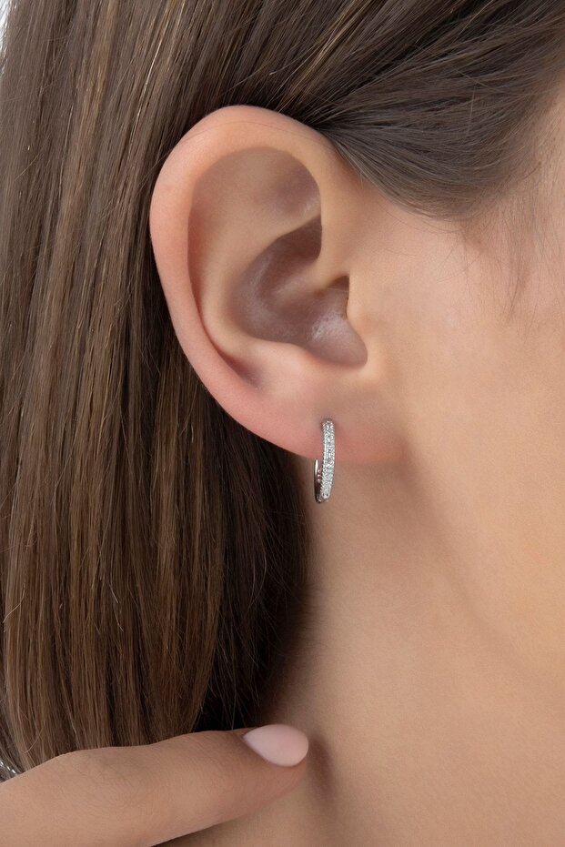 Gümüş 10mm Halka Küpe - 1