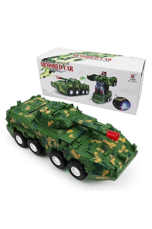 Transformers Robot Olan Tank Sesli Işıklı Çarpıp Dönen Askeri Zırhlı(VİDEOLU) - 5