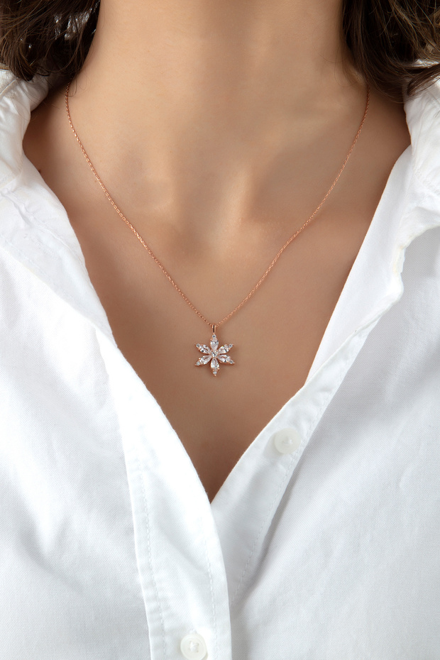 Gümüş Nergis Çiçeği Kolye - 2