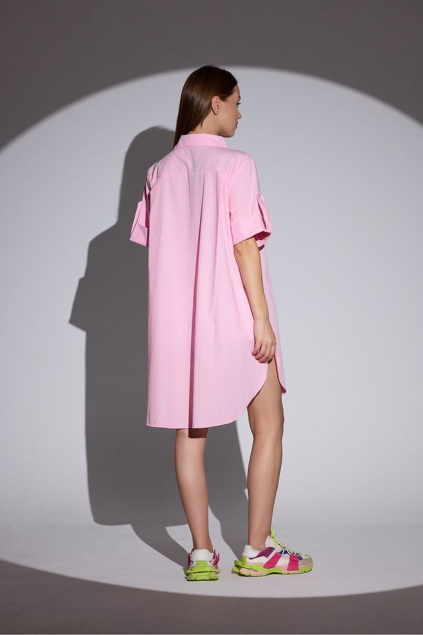 Oversize Kısa Kollu Uzun Basic Gömlek - 7