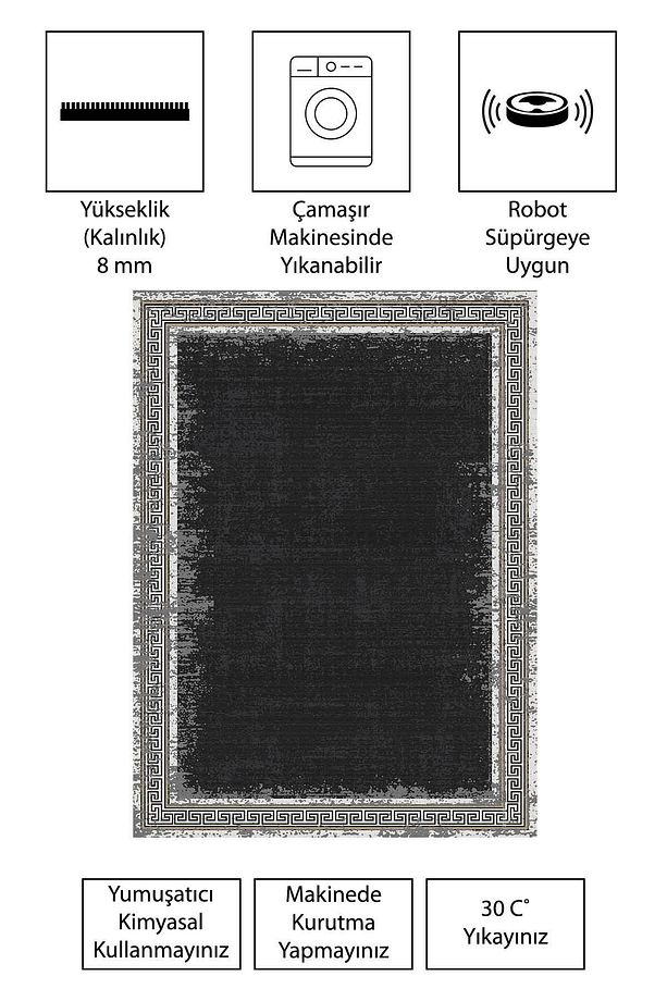 Modern Dijital Baskı Dört Mevsim Yıkanabilir Kaymaz Taban Salon Halısı Mutfak Halısı Yolluk FBH - 4