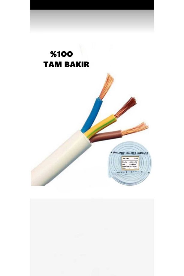 KABLO 3X2.5 Ttr 100 METRE KALİTELİ %100 TAM BAKIR KABLO - 1