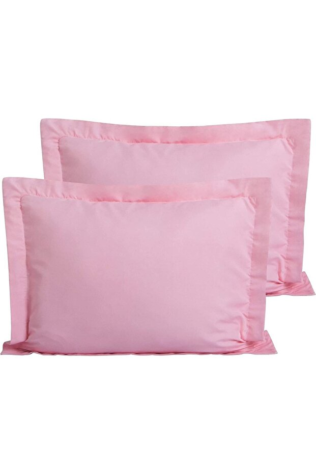 Soft Textured Skin-Friendly 100% Cotton Pink Flounce Edged Pillowcase 50X70Cm 2 Pieces Decorative