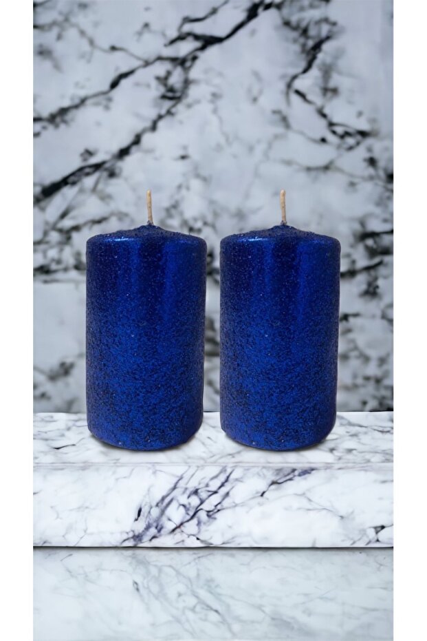 2’li Simli Silindir Mum – Gece Mavisi - 1