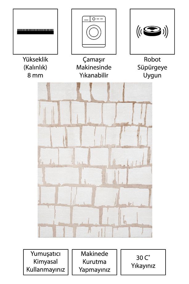 Modern Dijital Baskı Dört Mevsim Yıkanabilir Kaymaz Taban Salon Halısı Mutfak Halısı Yolluk YVH - 4