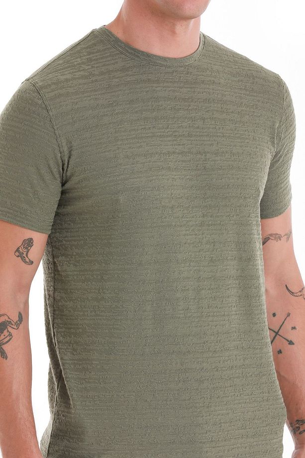 Haki Regular Fit Düz Bisiklet Yaka Tişört - 4