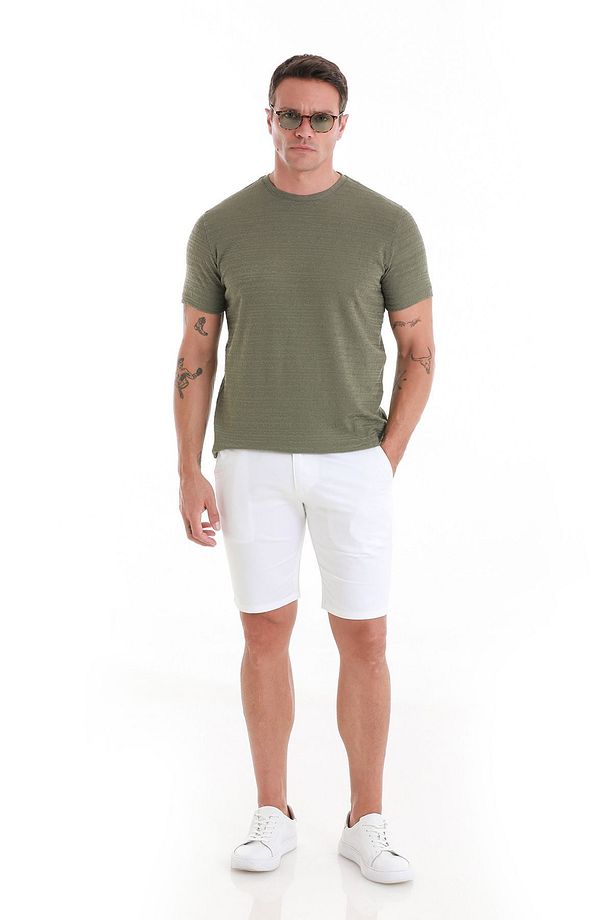 Haki Regular Fit Düz Bisiklet Yaka Tişört - 2