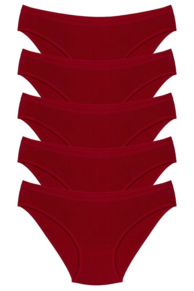 Women's 100% Cotton 5-Piece Ribbed Bikini Panties