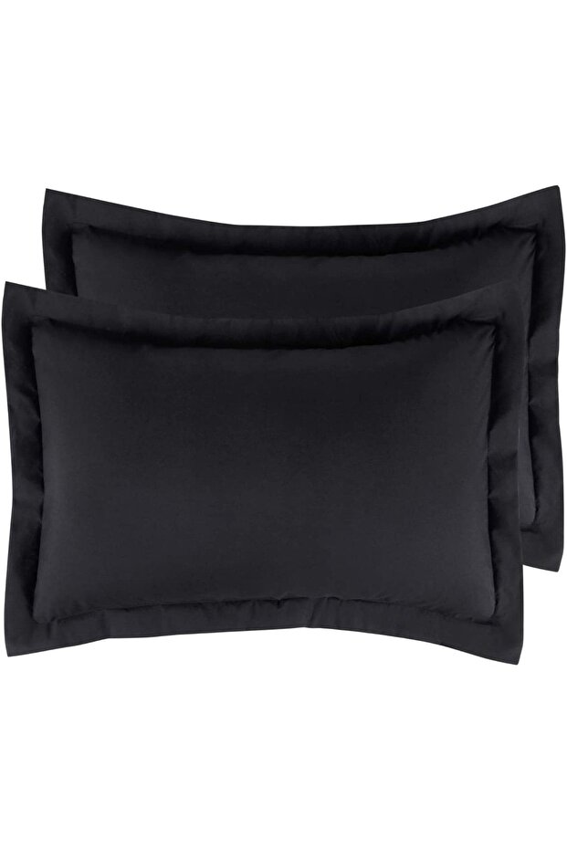 Soft Textured Skin Friendly 100% Cotton Black Flounce Edge Pillow Case 50X70 cm 2 Pieces Decorative