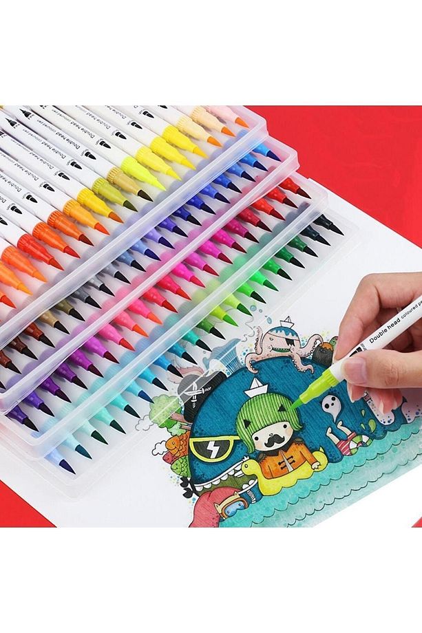 Çift Taraflı Brushpen 36’Lı Marker Kalem Seti Bullet Jurnal Mandala Eskiz Boyama Seti - 7
