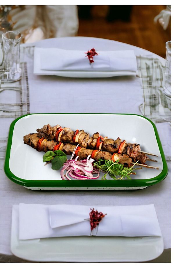 22 No Emaye Dörtgen Tabak Meze Kahvaltılık Kamp Piknik - 3