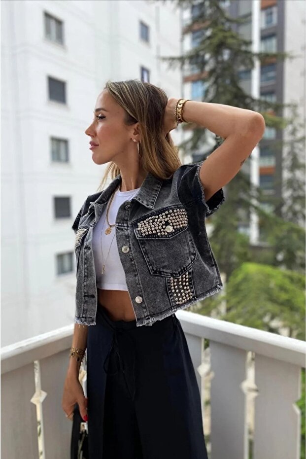 التيلة سترة الدنيم المطرزة - 6