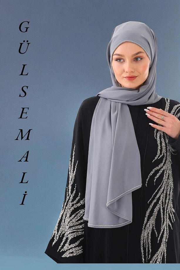 Şık ve Lüks Abaya Ferace Dubai İpeği Kumaşından Özel Dantel İşlemeli Abaya Lüks ve Şık Abaya - 6