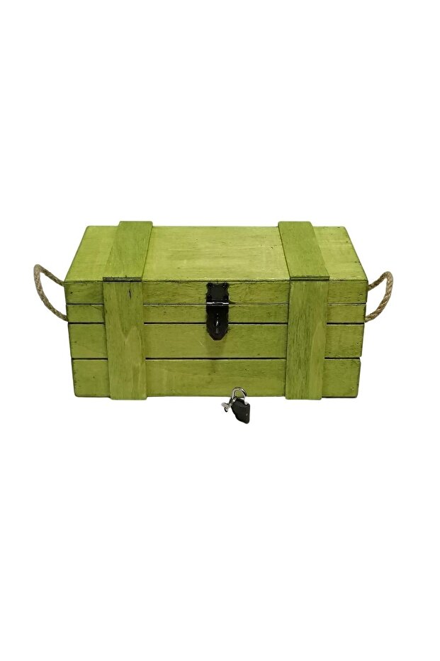 Green Wooden Locked Box Memory Box Gift Box Storage Box Multi-Purpose Wooden Box 27x 14cm