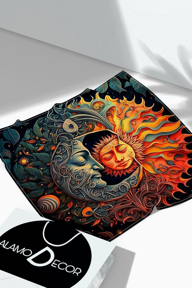 Mistik Astrolojik Desenli Tarot Örtüsü | Sunak Örtüsü | Altar Örtüsü | Ritüel Çalışma Örtüsü - 1