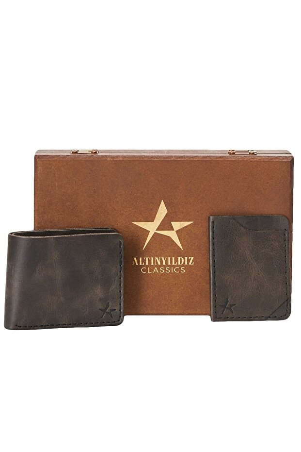 Men's Black Handmade 100% Leather Wallet - Card Holder Set