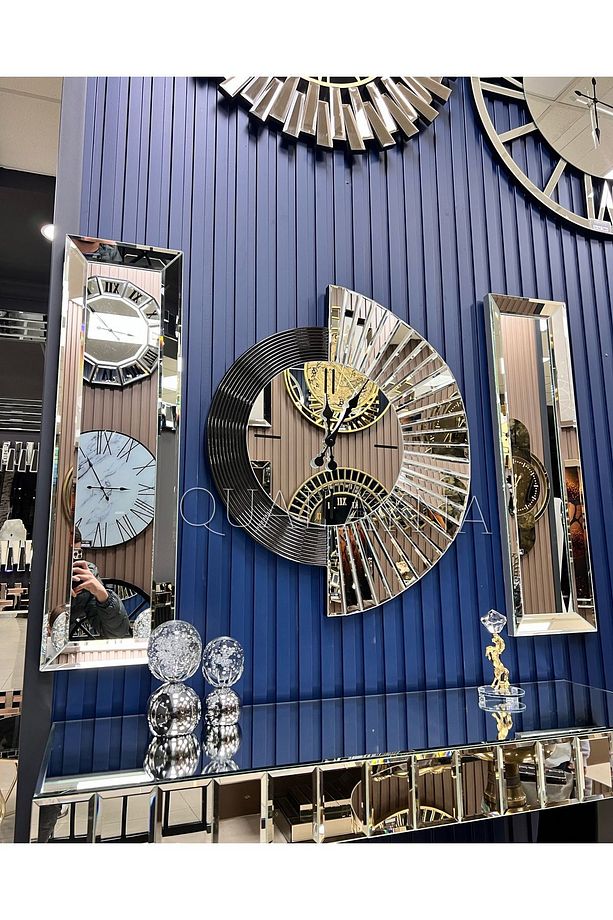 3’lü 70 cm Yelpaze Saat ve 25*90 cm Aynalar Seti - 1
