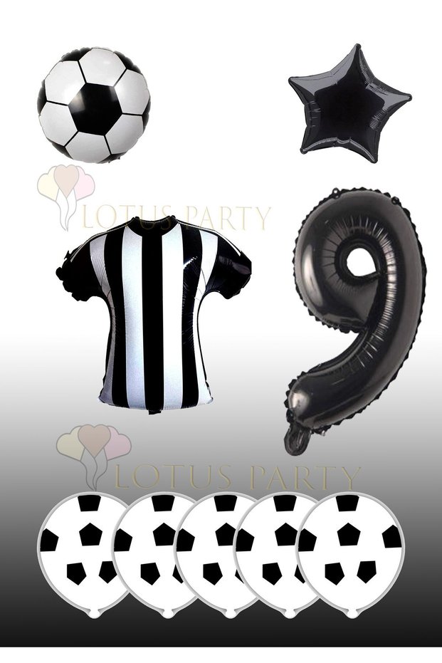 Black and White Football Themed Birthday Black and White Jersey Foil Ball Ball Foil Balloon Age 9 Foil Balloon