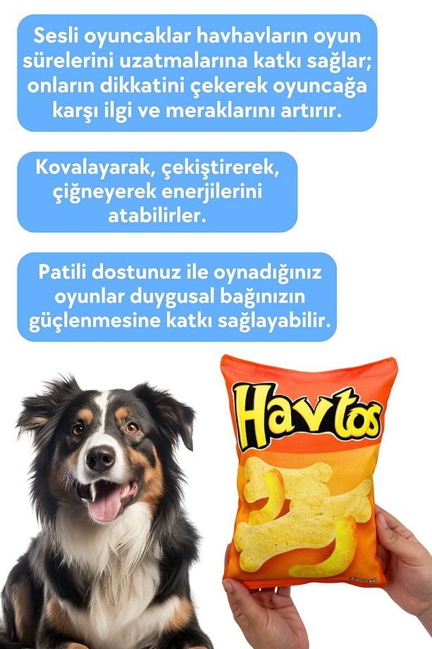 Havtos Peluş Cips Hışırtı Sesli Köpek Oyuncağı Cips Şeklinde Ses Çıkaran Köpek Oyun Arkadaşı - 6