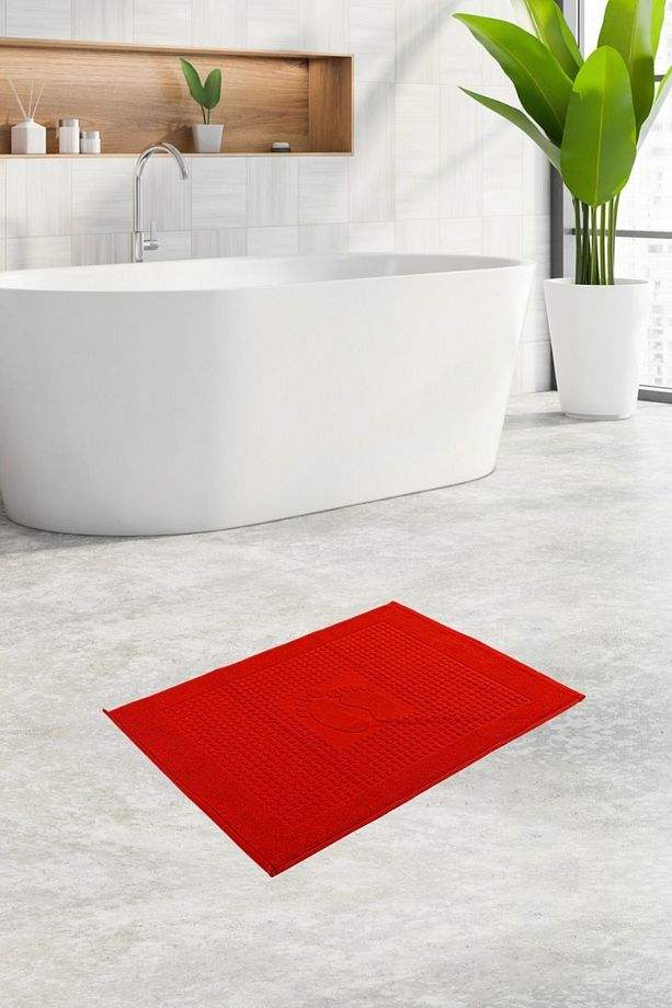 %100 Pamuk Ayak Havlusu 2 Adet Banyo Ayak Paspası 50x70 cm - 3
