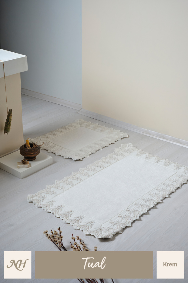 Tual Işlemeli 2'li (60 X 100 Cm) Banyo Paspas Set - 1