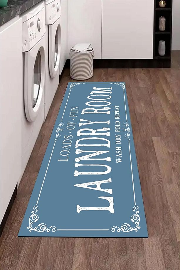 Else Mavi Çamaşır Kurutma Makinesi Duş Önü Kaymaz Yıkanabilir Banyo Paspası Halısı 60x140cm - 4