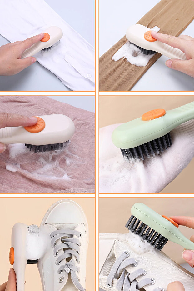 Çok Amaçlı Deterjan Hazneli Pratik Ayakkabı, Bot, Lavabo, Banyo, Mutfak Temizleme Yıkama Fırçası - 5