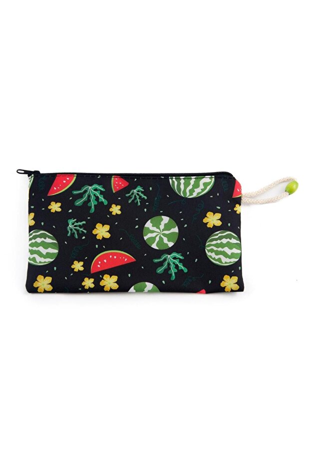 حقيبة مكياج كبيرة الحجم بسحاب على شكل فاكهة البطيخ - 1