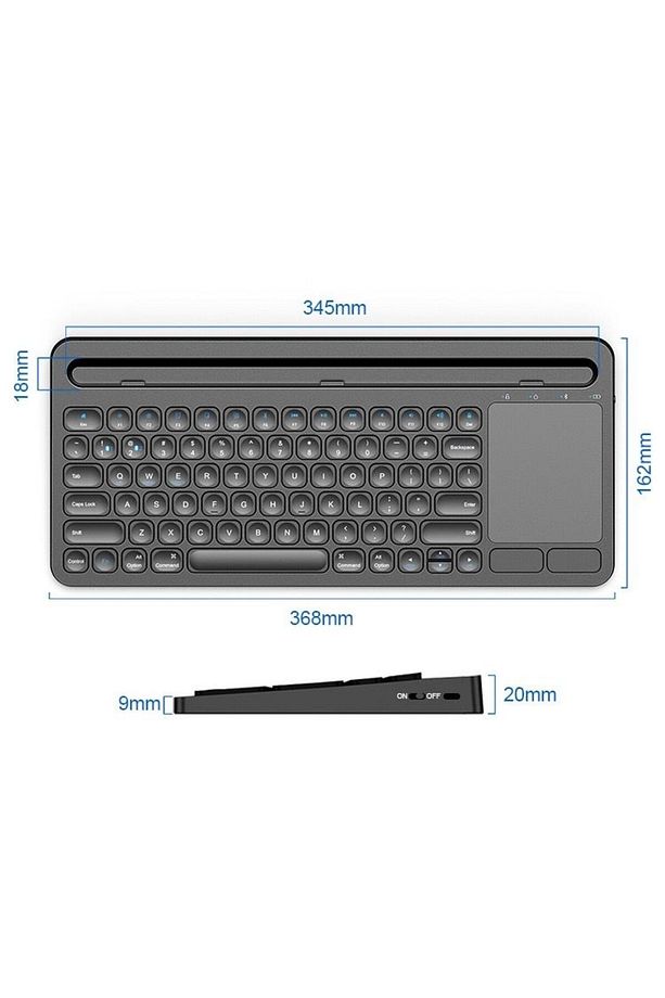 Kablosuz Bluetooth Bağlantılı Taşınabilir Şarjlı Tablet iPad Dokunmatik Touchpad Tablet Klavye - 5