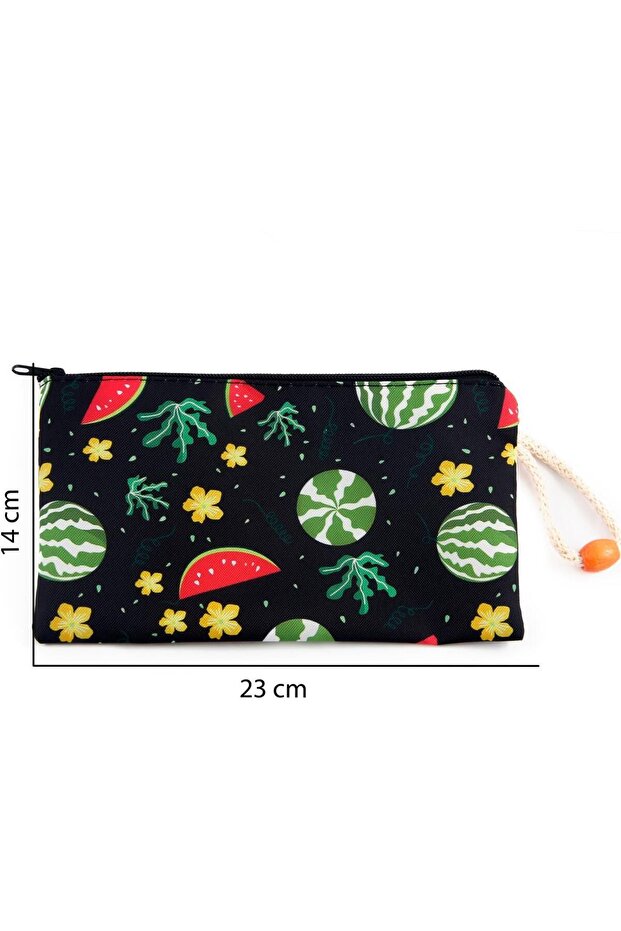 حقيبة مكياج كبيرة الحجم بسحاب على شكل فاكهة البطيخ - 4