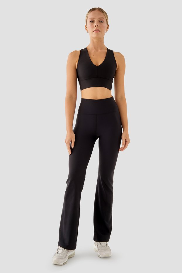 Nichole Flare High Waist Black Sports Leggings
