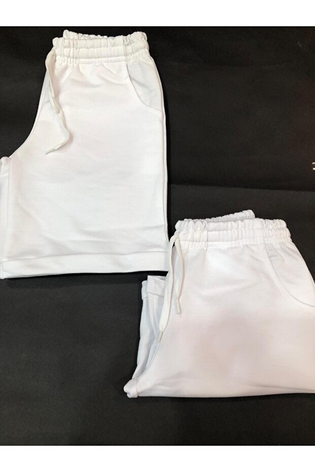 Beyaz Penye Çocuk  Şort - 3