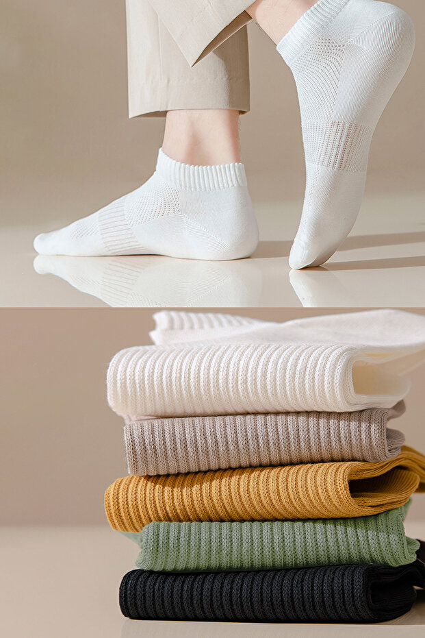 Unisex 5 Pairs Colorful Short Summer Socks