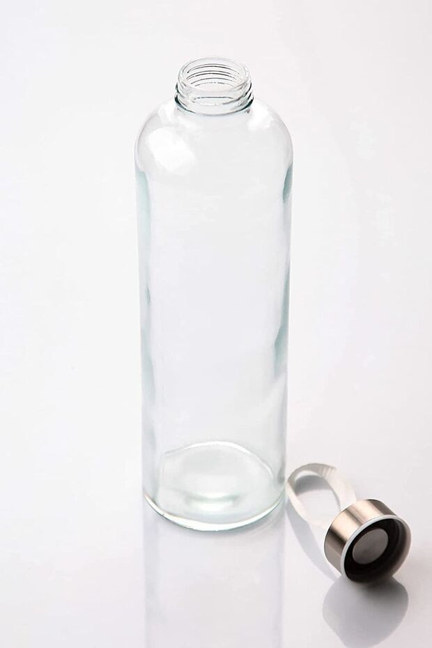 Siyah Sağlıklı Cam Matara 1000 ml Su Şişesi 1lt Sporcu Matarası - 3