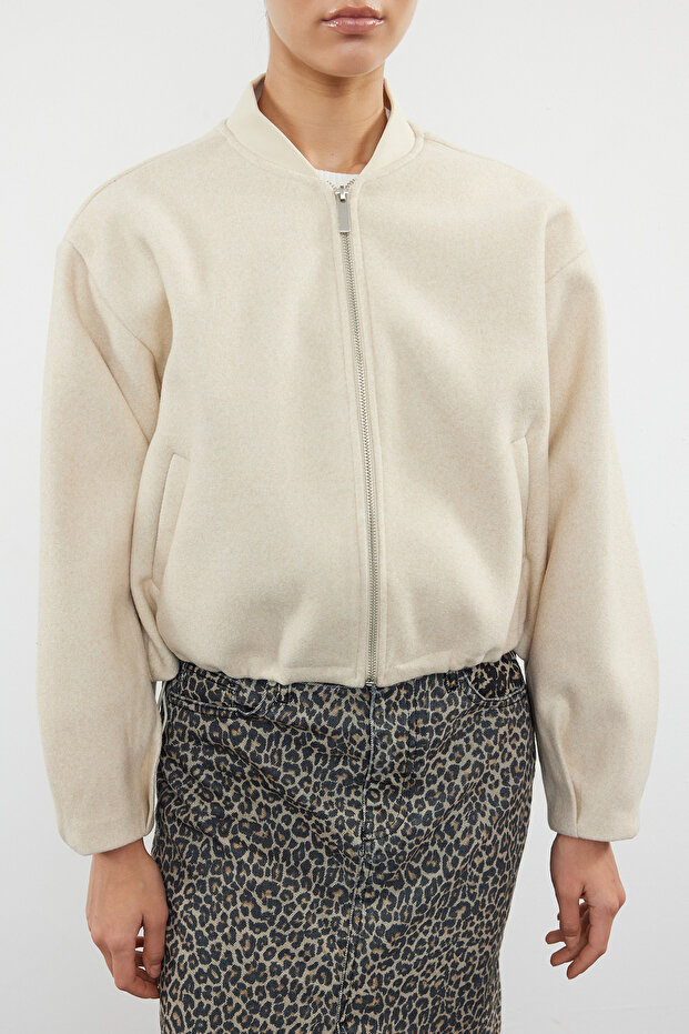 Taş Oversize Kaşe Bomber Ceket Mont TWOAW25MO00053 - 5
