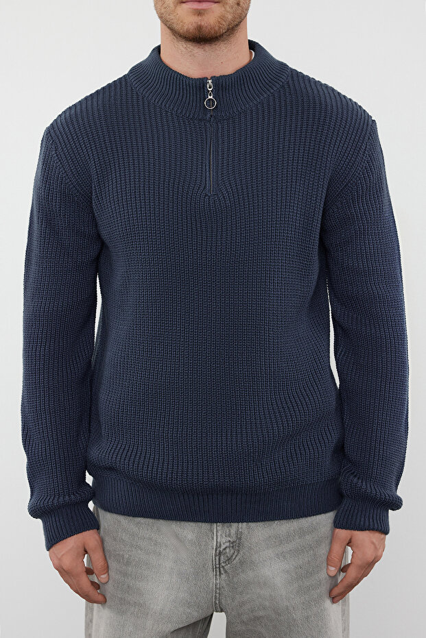 Indigo Casual Regular Yarım Balıkçı Yaka Düz Triko Kazak TMNAW22KZ1908 - 3