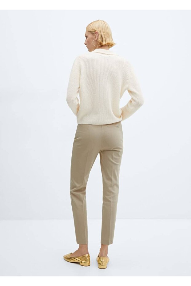 Kısa paçalı düğmeli pantolon - 4