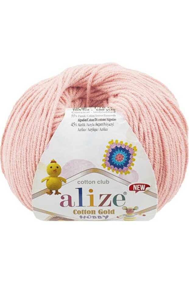 5 Pieces Alize Cotton Gold Hobby New 393 Powder Pink