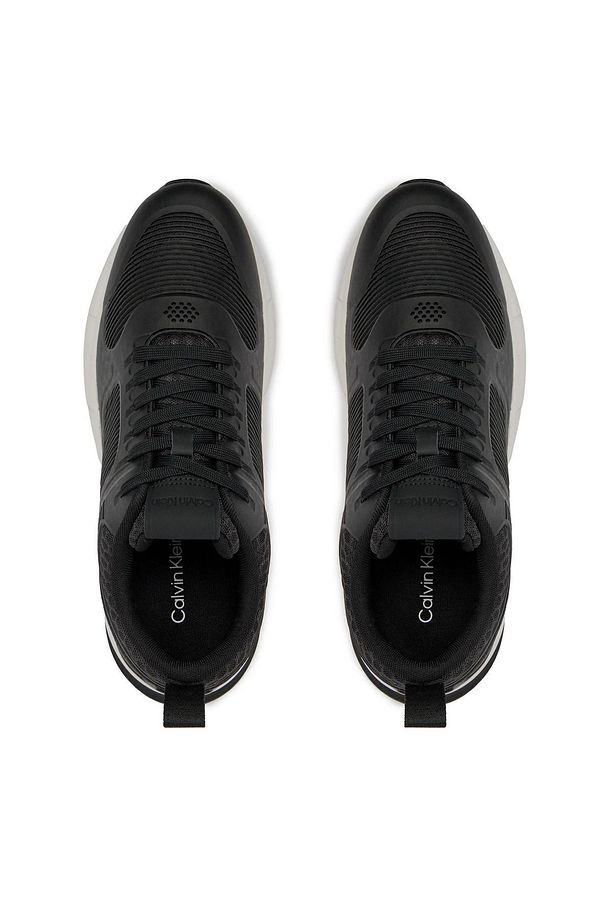 Erkek Marka Logolu Bağcıklı Kaydırmaz Tabanlı Günlük Siyah Sneaker HM0HM01283-BEH - 3